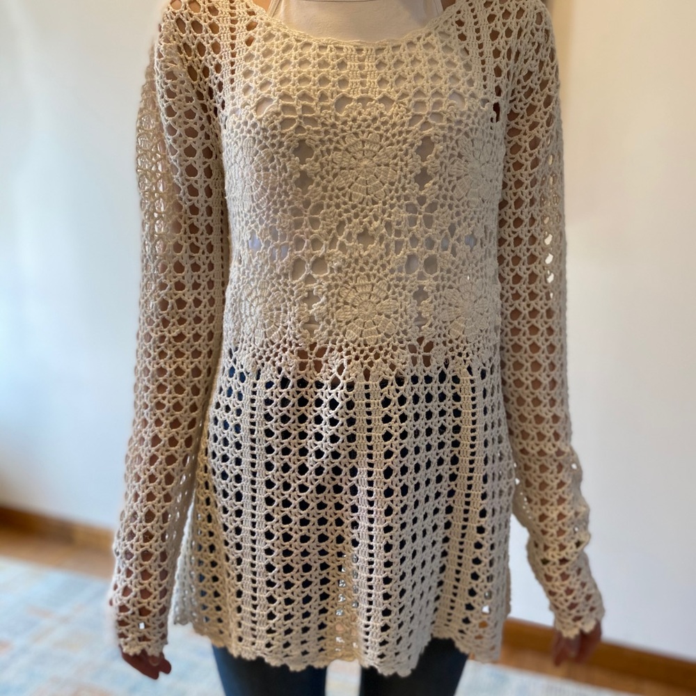 Free People Vintage 70s Crochet Tunic Coverup 4